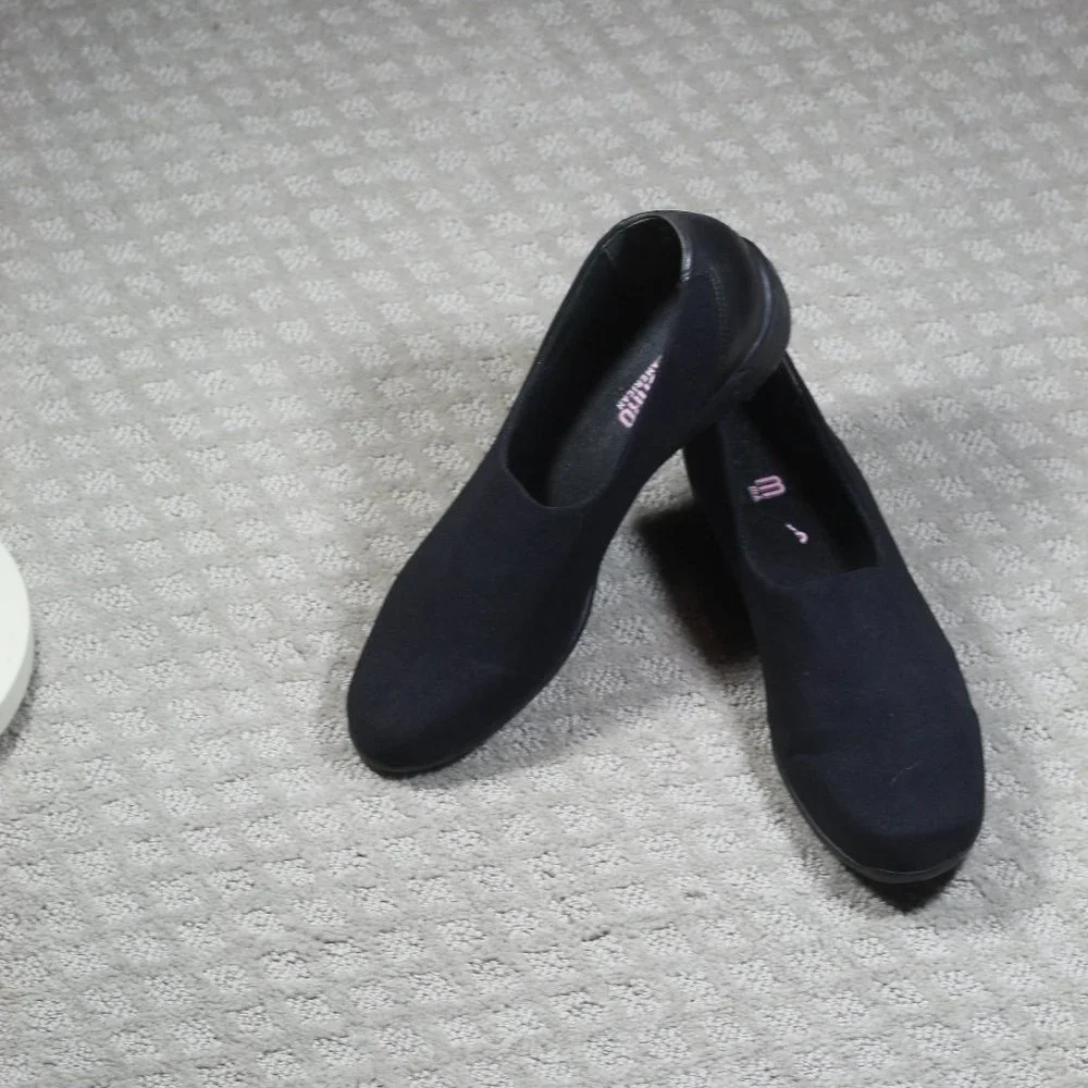 Munro Black Fabric & Leather Flats